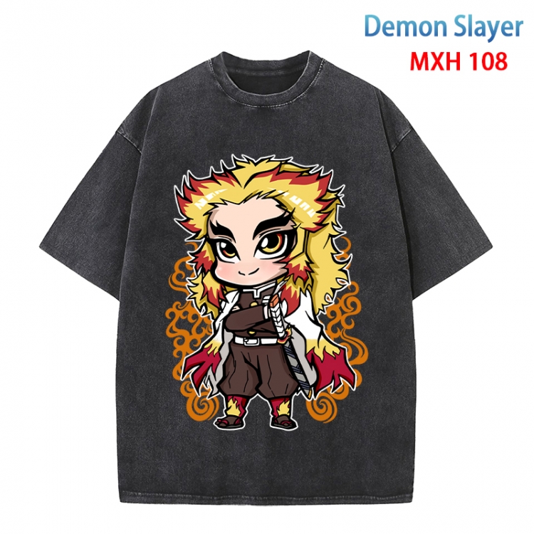 Demon Slayer Kimets Anime peripheral pure cotton washed and worn T-shirt from S to 4XL MXH-108