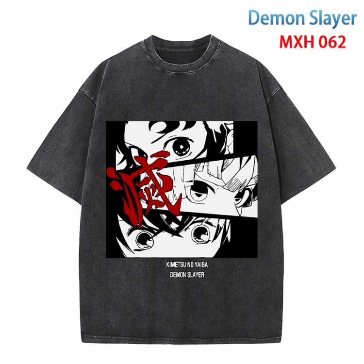 Demon Slayer Kimets Anime peripheral pure cotton washed and worn T-shirt from S to 4XL MXH-062