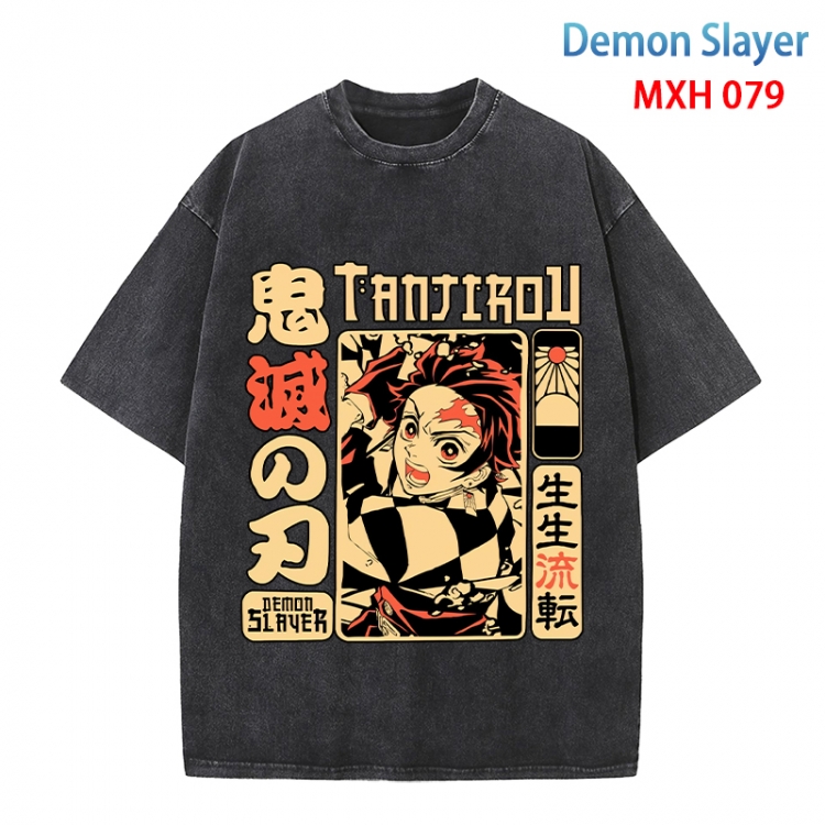 Demon Slayer Kimets Anime peripheral pure cotton washed and worn T-shirt from S to 4XL MXH-079