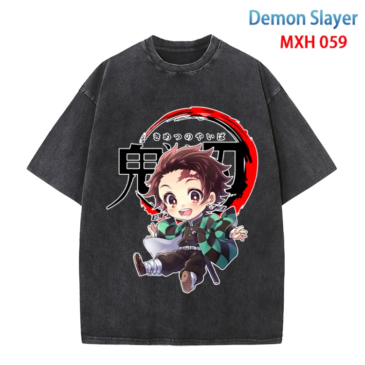 Demon Slayer Kimets Anime peripheral pure cotton washed and worn T-shirt from S to 4XL MXH-059