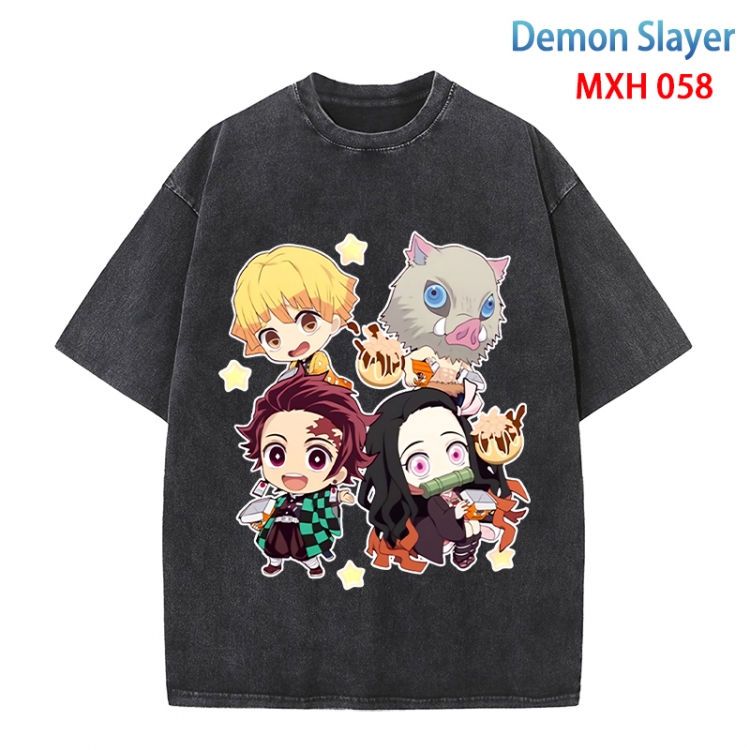 Demon Slayer Kimets Anime peripheral pure cotton washed and worn T-shirt from S to 4XL MXH-058