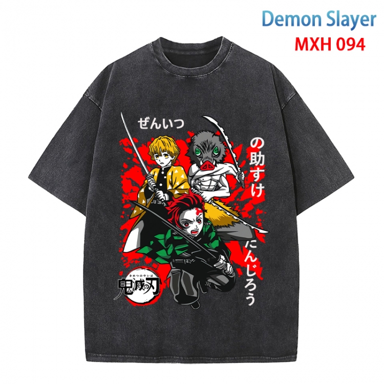 Demon Slayer Kimets Anime peripheral pure cotton washed and worn T-shirt from S to 4XL MXH-094