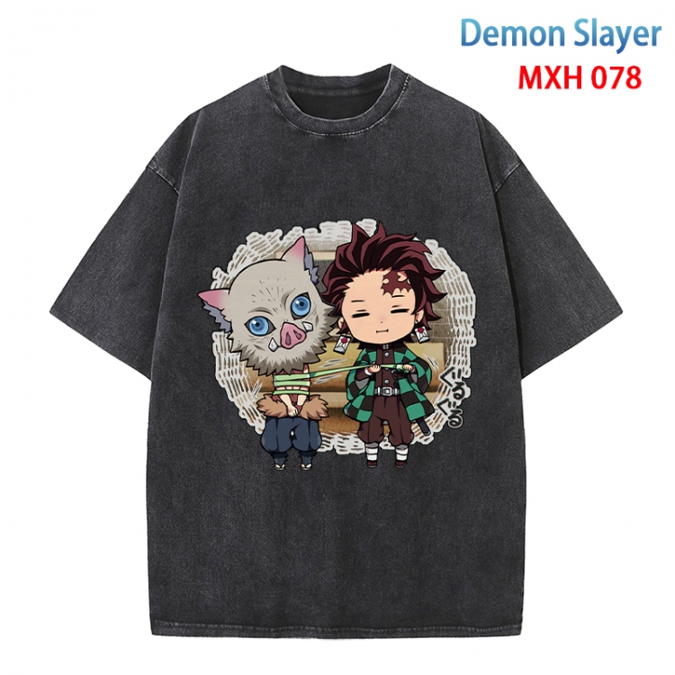 Demon Slayer Kimets Anime peripheral pure cotton washed and worn T-shirt from S to 4XL MXH-078