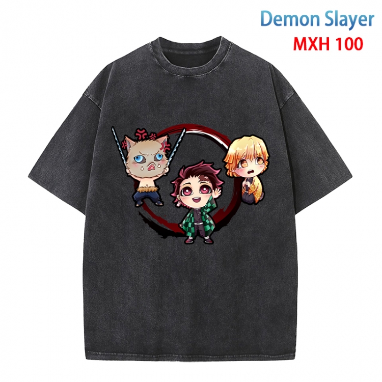 Demon Slayer Kimets Anime peripheral pure cotton washed and worn T-shirt from S to 4XL MXH-100