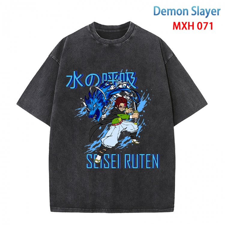 Demon Slayer Kimets Anime peripheral pure cotton washed and worn T-shirt from S to 4XL  MXH-071