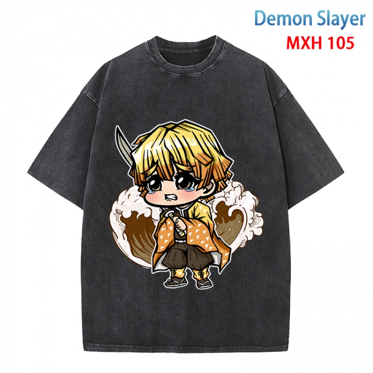 Demon Slayer Kimets Anime peripheral pure cotton washed and worn T-shirt from S to 4XL MXH-105