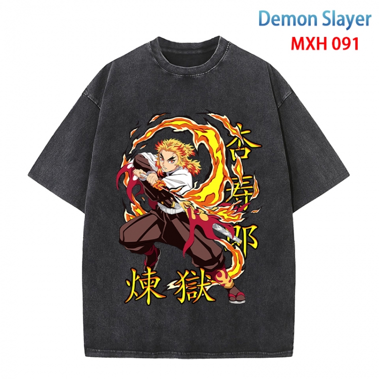 Demon Slayer Kimets Anime peripheral pure cotton washed and worn T-shirt from S to 4XL MXH-091