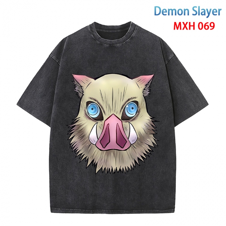 Demon Slayer Kimets Anime peripheral pure cotton washed and worn T-shirt from S to 4XL MXH-069