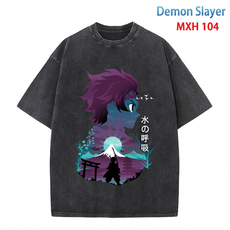 Demon Slayer Kimets Anime peripheral pure cotton washed and worn T-shirt from S to 4XL MXH-104