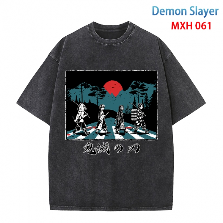 Demon Slayer Kimets Anime peripheral pure cotton washed and worn T-shirt from S to 4XL MXH-061