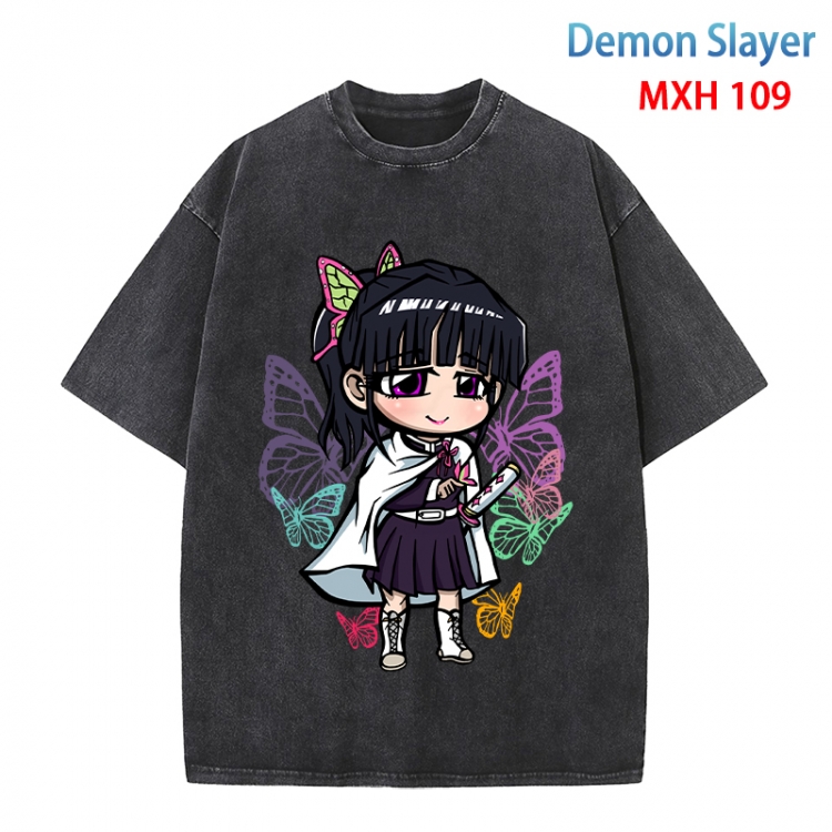 Demon Slayer Kimets Anime peripheral pure cotton washed and worn T-shirt from S to 4XL MXH-109