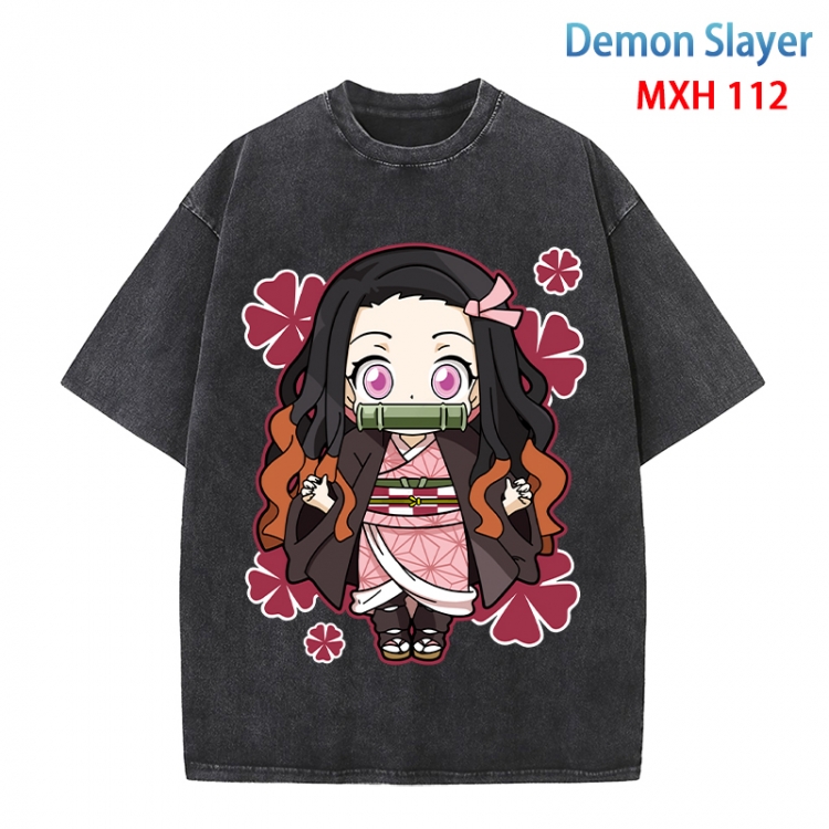 Demon Slayer Kimets Anime peripheral pure cotton washed and worn T-shirt from S to 4XL MXH-112