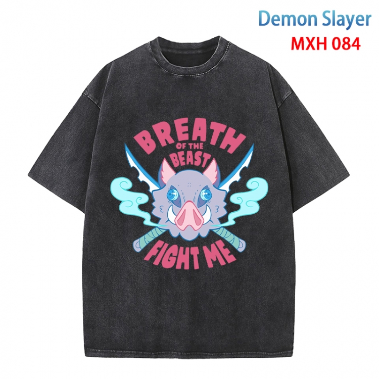 Demon Slayer Kimets Anime peripheral pure cotton washed and worn T-shirt from S to 4XL MXH-084