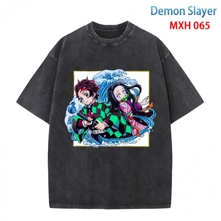 Demon Slayer Kimets Anime peripheral pure cotton washed and worn T-shirt from S to 4XL MXH-065