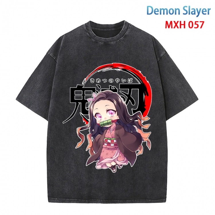 Demon Slayer Kimets Anime peripheral pure cotton washed and worn T-shirt from S to 4XL MXH-057