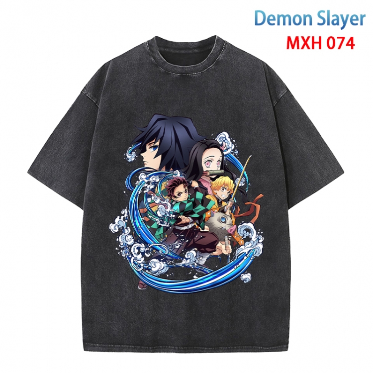 Demon Slayer Kimets Anime peripheral pure cotton washed and worn T-shirt from S to 4XL MXH-074