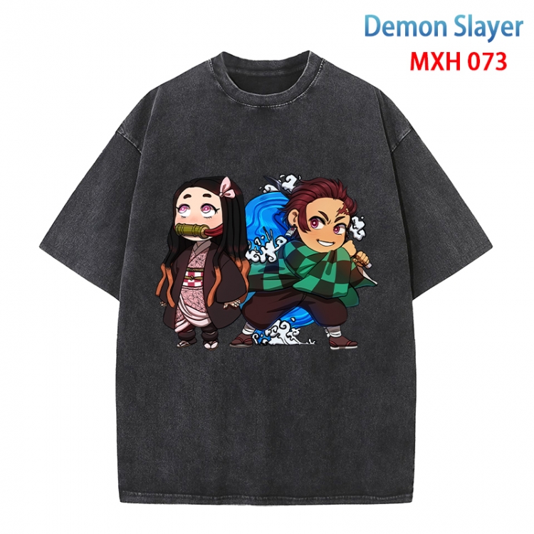 Demon Slayer Kimets Anime peripheral pure cotton washed and worn T-shirt from S to 4XL MXH-073