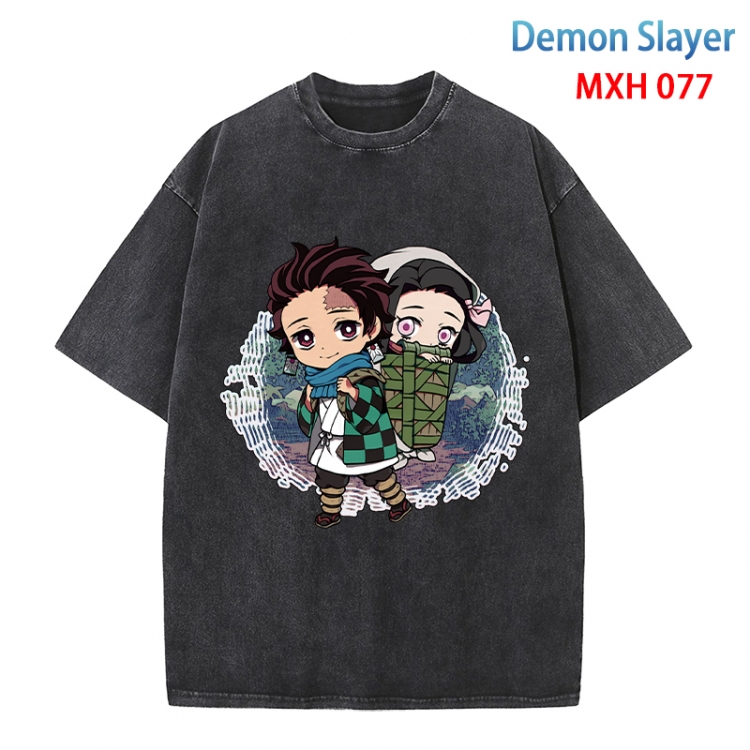 Demon Slayer Kimets Anime peripheral pure cotton washed and worn T-shirt from S to 4XL MXH-077