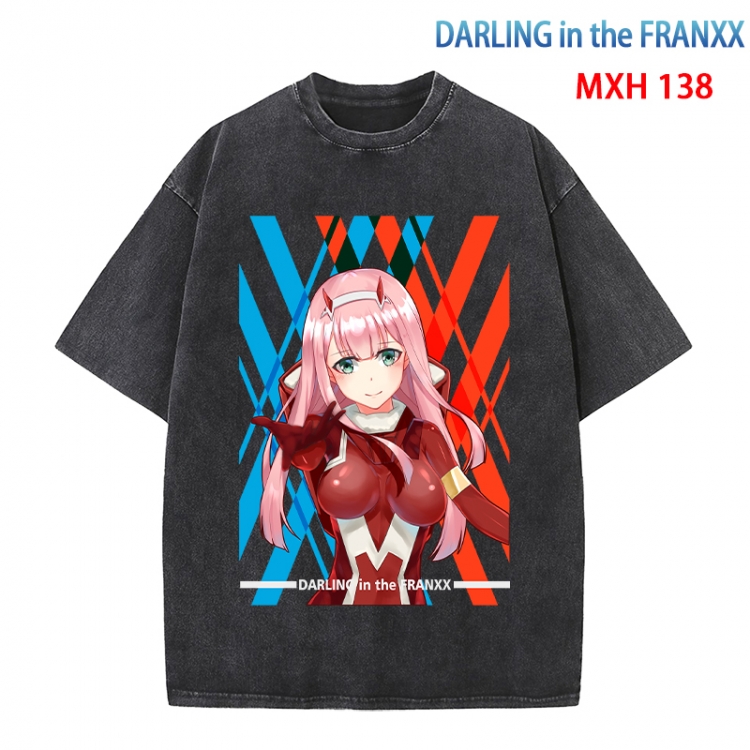 DARLING in the FRANX Anime peripheral pure cotton washed and worn T-shirt from S to 4XL MXH-138