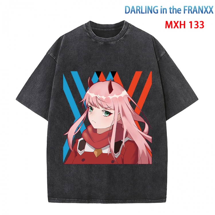 DARLING in the FRANX Anime peripheral pure cotton washed and worn T-shirt from S to 4XL MXH-133