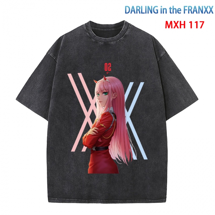 DARLING in the FRANX Anime peripheral pure cotton washed and worn T-shirt from S to 4XL  MXH-117