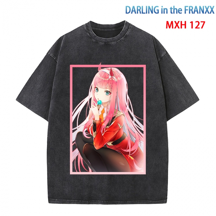 DARLING in the FRANX Anime peripheral pure cotton washed and worn T-shirt from S to 4XL MXH-127