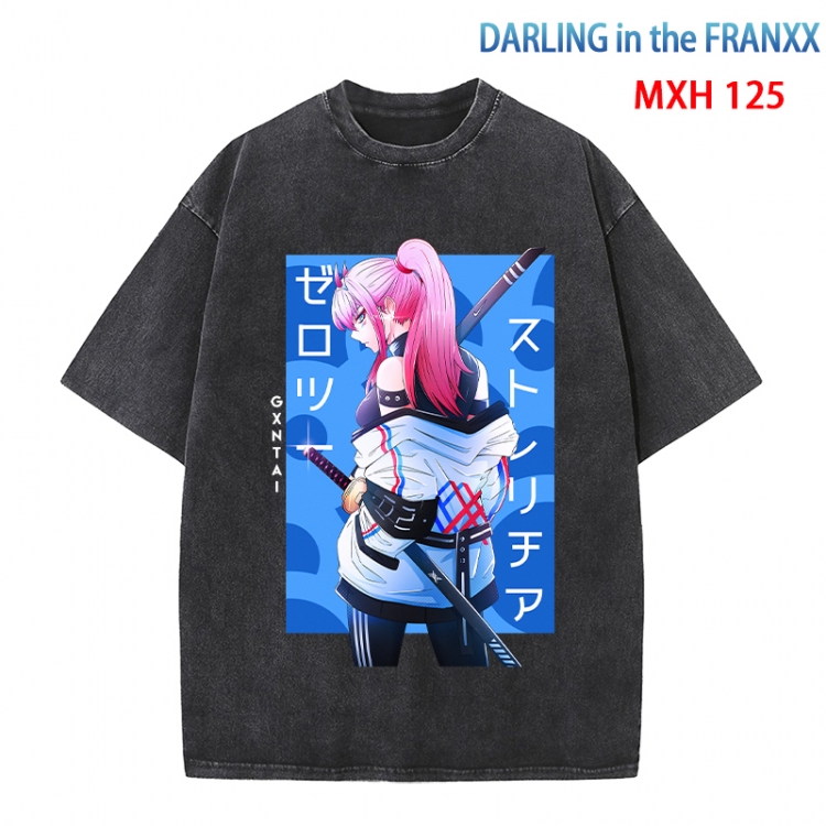 DARLING in the FRANX Anime peripheral pure cotton washed and worn T-shirt from S to 4XL MXH-125