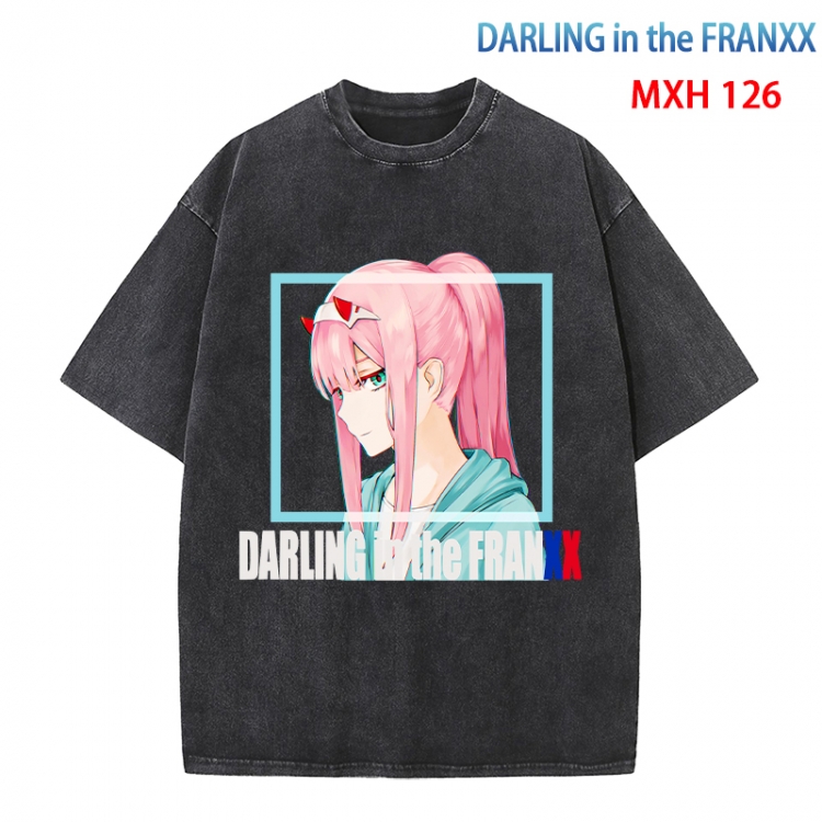 DARLING in the FRANX Anime peripheral pure cotton washed and worn T-shirt from S to 4XL MXH-126
