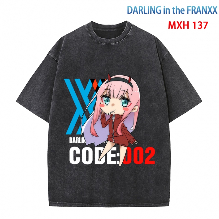 DARLING in the FRANX Anime peripheral pure cotton washed and worn T-shirt from S to 4XL   MXH-137