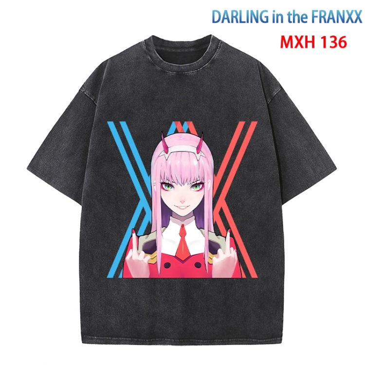 DARLING in the FRANX Anime peripheral pure cotton washed and worn T-shirt from S to 4XL  MXH-136