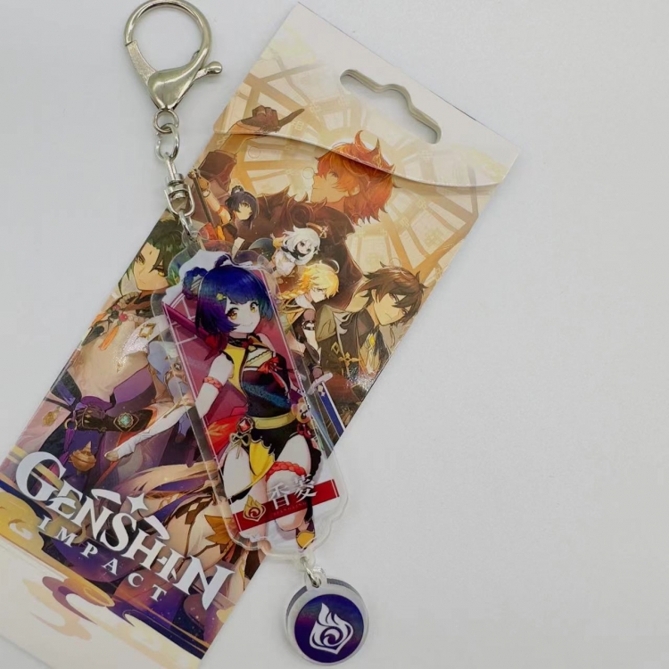 Genshin Impact Animation cartoon long acrylic key chain price for 5 pcs 2126