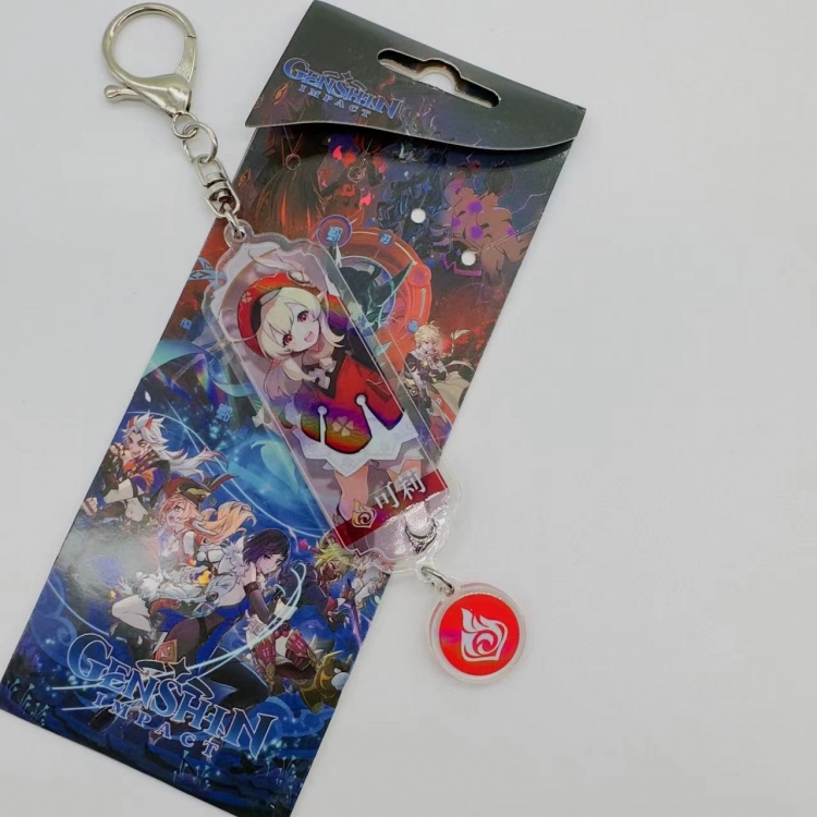 Genshin Impact Animation cartoon long acrylic key chain price for 5 pcs 2019