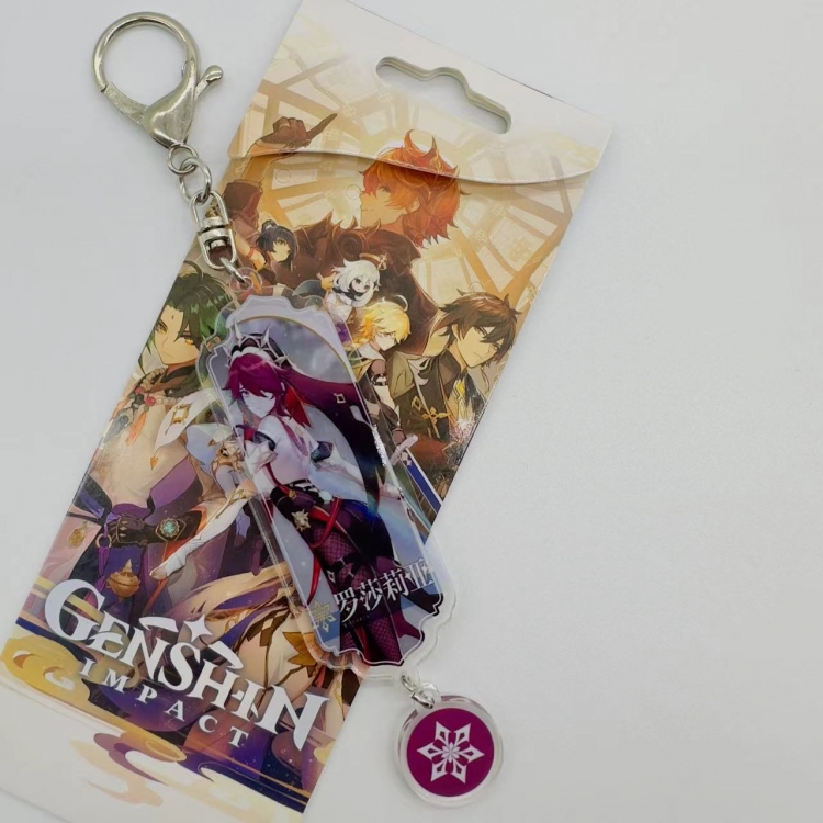 Genshin Impact Animation cartoon long acrylic key chain price for 5 pcs 2235