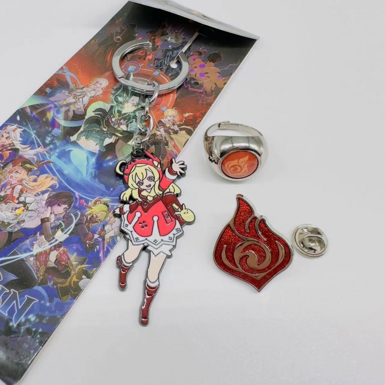 Genshin Impact Anime Peripheral Ring Necklace Keychain set of 3