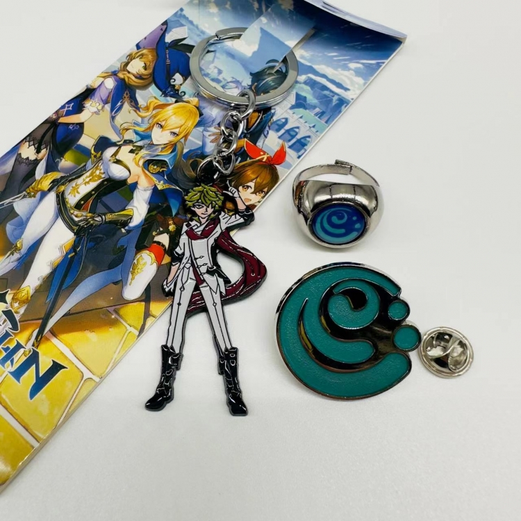 Genshin Impact Anime Peripheral Ring Necklace Keychain set of 3  5031