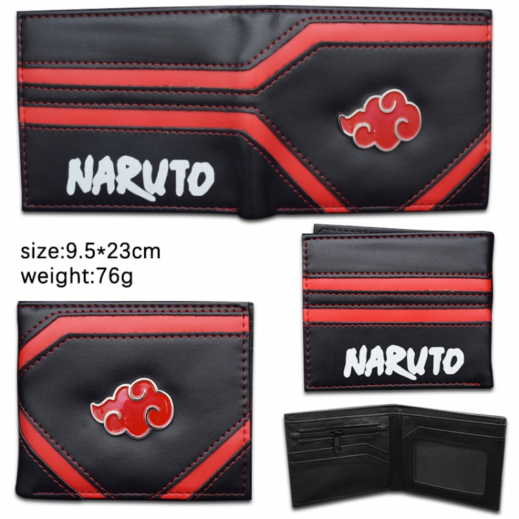 Naruto Hardware PU wallet short two-fold wallet 9.5X23.5CM 86G