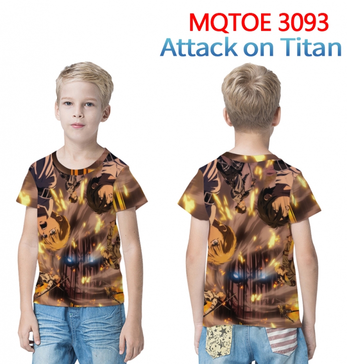 Shingeki no Kyojin full-color printed short-sleeved T-shirt 60 80 100 120 140 160 6 sizes for children MQTOE-3093