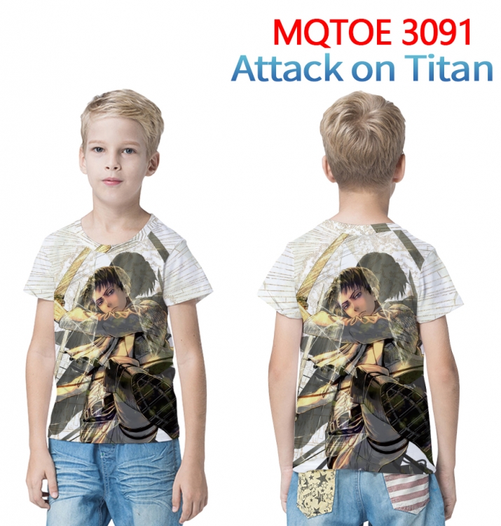 Shingeki no Kyojin full-color printed short-sleeved T-shirt 60 80 100 120 140 160 6 sizes for children MQTOE-3091