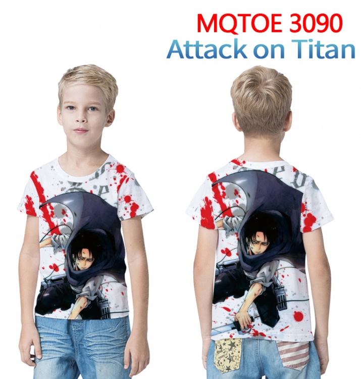 Shingeki no Kyojin full-color printed short-sleeved T-shirt 60 80 100 120 140 160 6 sizes for children MQTOE-3090