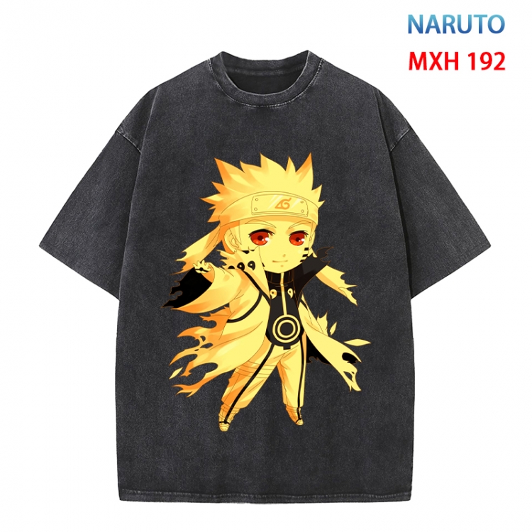 Naruto Anime peripheral pure cotton washed and worn T-shirt from S to 4XL MXH 192