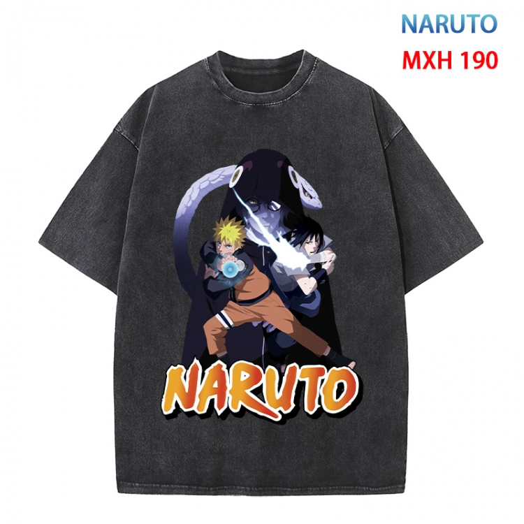Naruto Anime peripheral pure cotton washed and worn T-shirt from S to 4XL  MXH 190