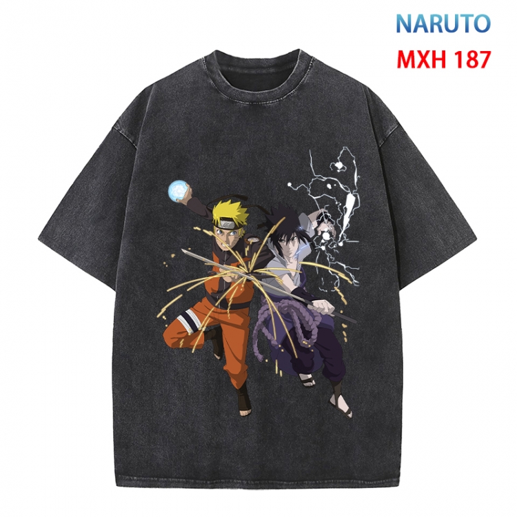 Naruto Anime peripheral pure cotton washed and worn T-shirt from S to 4XL MXH 187