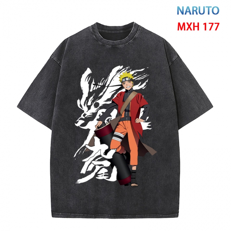 Naruto Anime peripheral pure cotton washed and worn T-shirt from S to 4XL MXH 177