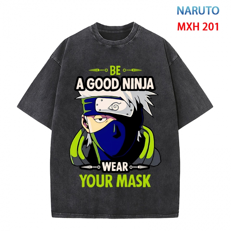 Naruto Anime peripheral pure cotton washed and worn T-shirt from S to 4XL MXH 201