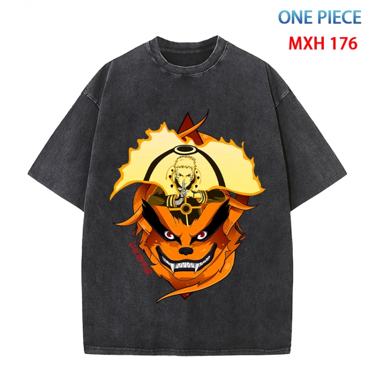 Naruto Anime peripheral pure cotton washed and worn T-shirt from S to 4XL MXH 176