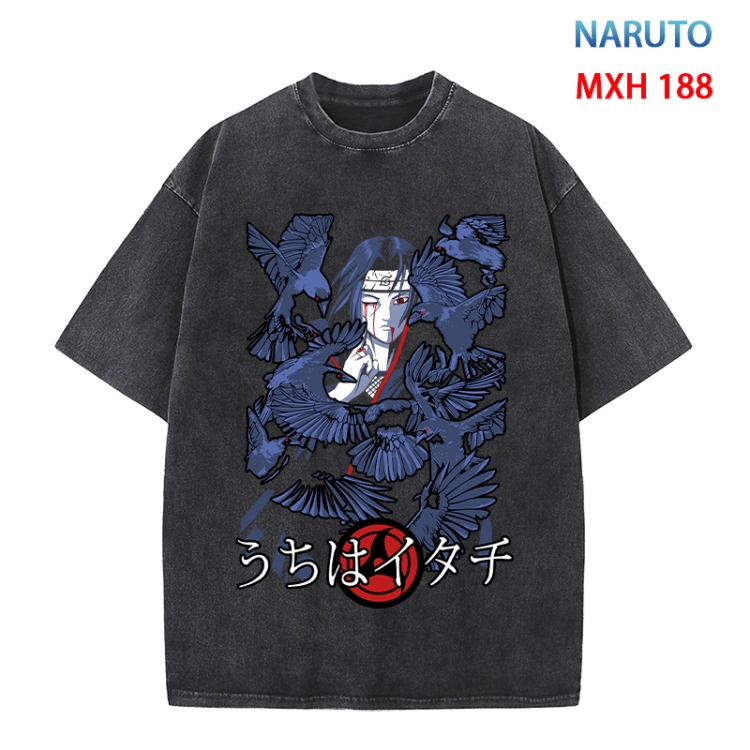 Naruto Anime peripheral pure cotton washed and worn T-shirt from S to 4XL MXH 188