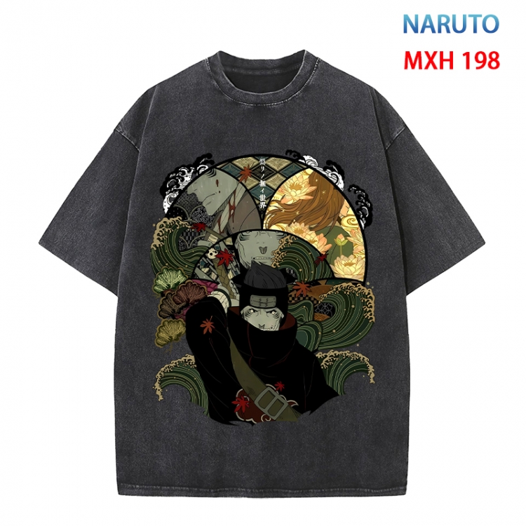 Naruto Anime peripheral pure cotton washed and worn T-shirt from S to 4XL MXH 198