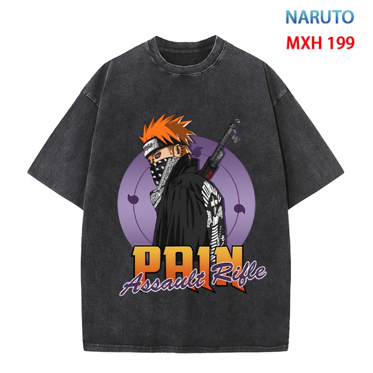 Naruto Anime peripheral pure cotton washed and worn T-shirt from S to 4XL MXH 199