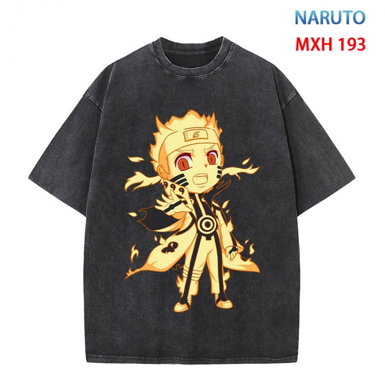 Naruto Anime peripheral pure cotton washed and worn T-shirt from S to 4XL MXH 193