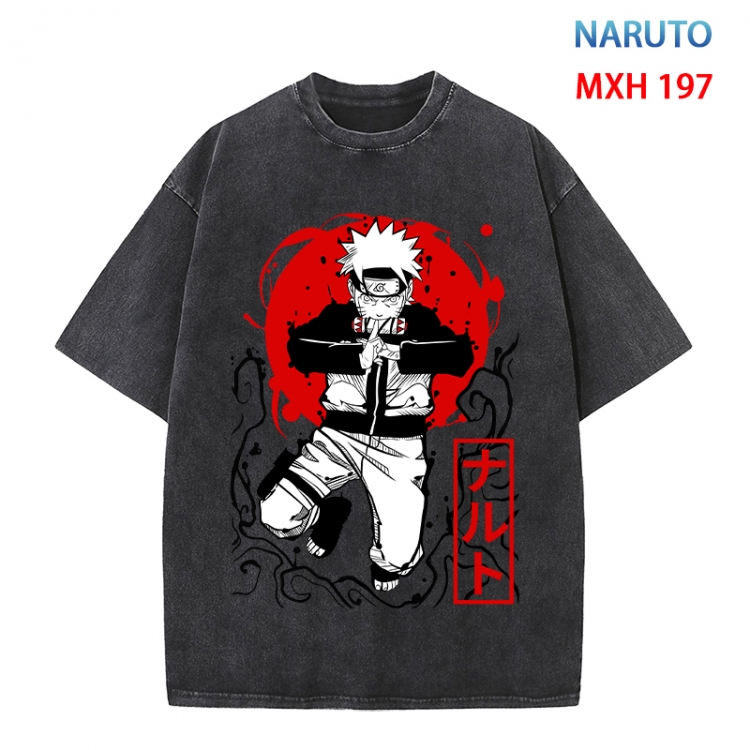 Naruto Anime peripheral pure cotton washed and worn T-shirt from S to 4XL MXH 197